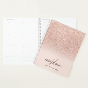 Makeup-Monogramm-Rose-Gold-Glitzer-Skript Planer