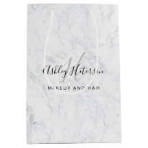 Makeup Monogramm weiße Marmorskripttypografie