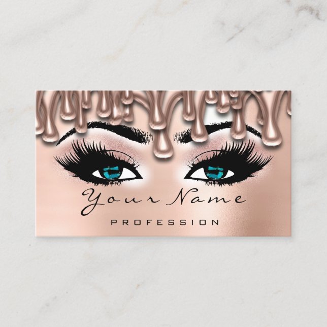 Makeup Nails Lash Makeup Rose Tropfen Blush Blue Visitenkarte (Vorderseite)
