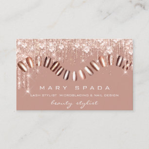 Makeup Nails Stylist Manicure Rose Tropfen Crysals Visitenkarte