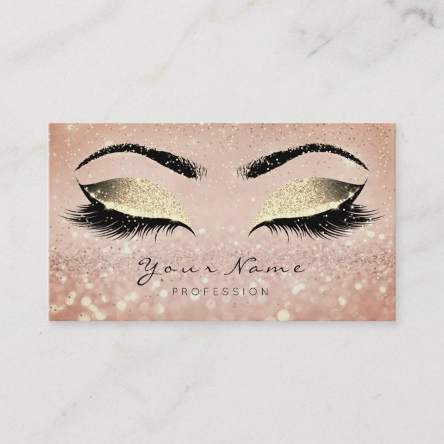 Makeup Rose Gold Lashes Extension Studio Confetti Terminkarte (Vorderseite)