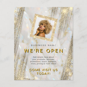 Makeup Salon Custom Foto Gold Chic Opal Stone Flyer