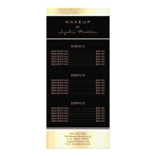 Makeup Salon Gold Ombre Trendy Glitzer Schwarz Werbekarte