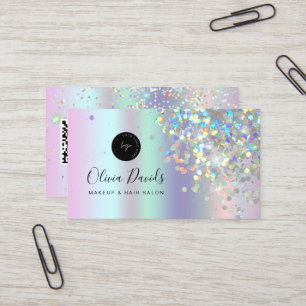 Makeup Salon Holographic Glitzer & QR Code Holo Visitenkarte