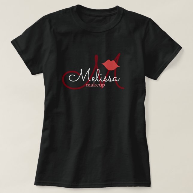 Makeup Salonname Uniform schwarz T-Shirt (Design vorne)