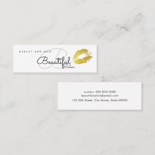 Makeup/Schönheitssalon-Monogramm mit Goldlippen Mini Visitenkarte