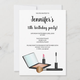Makeup Set Illustration Kosmetik Geburtstagsparty Einladung