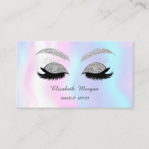 Makeup Silver Glitzer Imitate Lashes Holographisch Visitenkarte