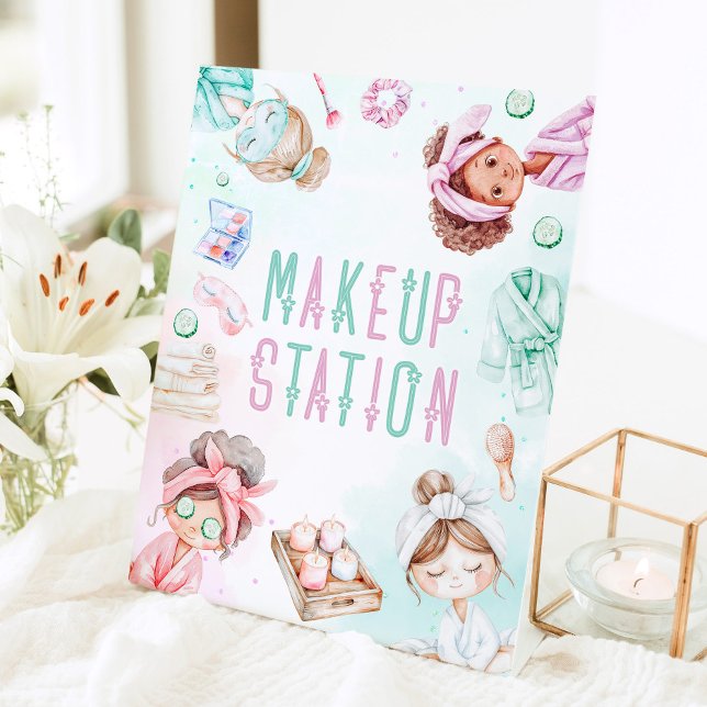 Makeup Station Wellness-Center Party Geburtstag Sockelschild (Von Creator hochgeladen)
