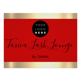 Makeup Studio Eyelashes Extension Logo Red Gold Poster