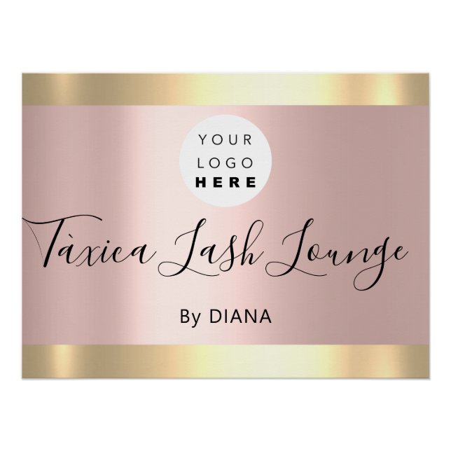 Makeup Studio Eyelashes Extension Logo Rose Gold Poster (Vorderseite)