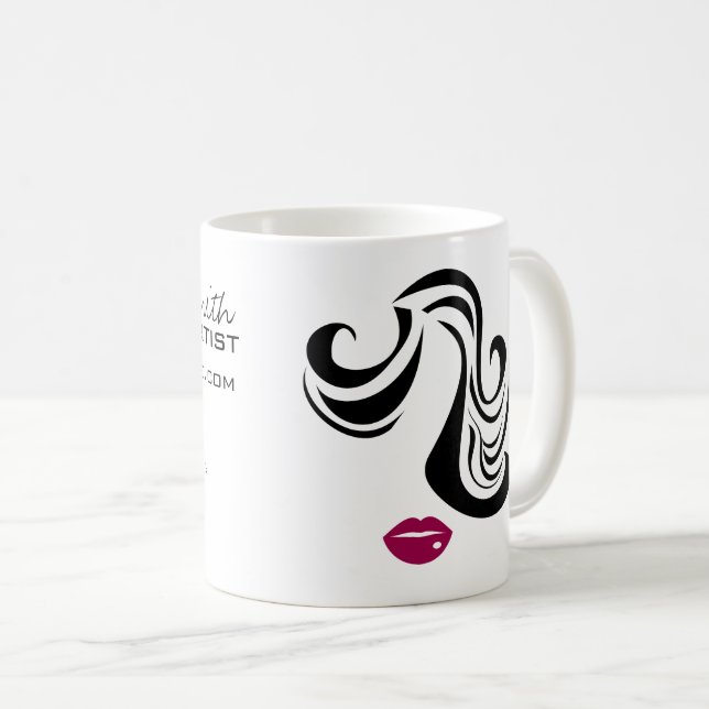 Makeup-Symbol Frauengesicht in Schwarz-weiß rosa L Kaffeetasse (VorderseiteRechts)