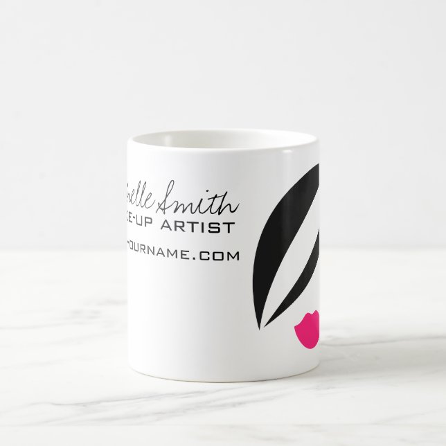 Makeup-Symbol Frauengesicht in Schwarz-weiß rosa L Tasse (Mittel)