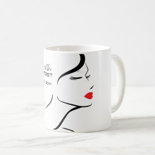 Makeup-Symbol Frauengesicht in Schwarz-weißen rote Kaffeetasse