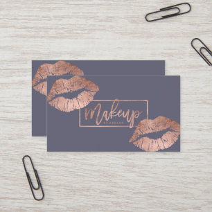 Makeup typografische Lippen Imitat Rose Gold lila  Visitenkarte
