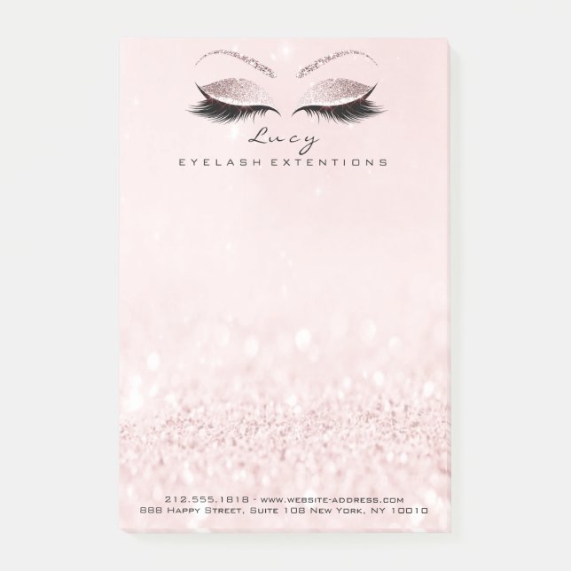 Makeup White Lashes Rose Name Web Telefon Pink Post-it Klebezettel (Vorderseite)