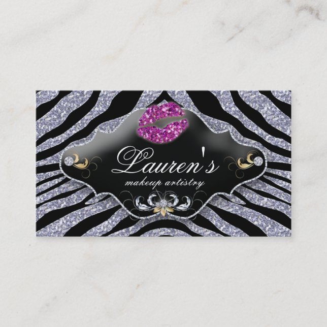 Makeup Zebra Business Card Sparkline Schwarz Visitenkarte (Vorderseite)