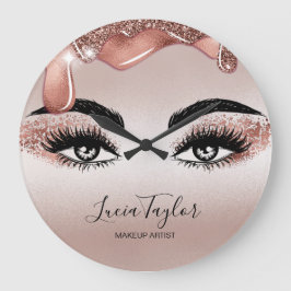 Makeuty Beauty Lashes Rose Gold Tropfen Glitzer Große Wanduhr