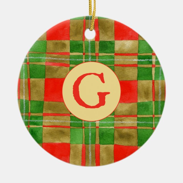 MAKGREGOR TARTAN Keramik Circle Ornament + Initial (Vorne)