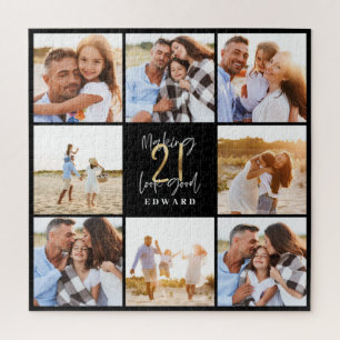 Making 21 look good gold black foto birthday puzzle