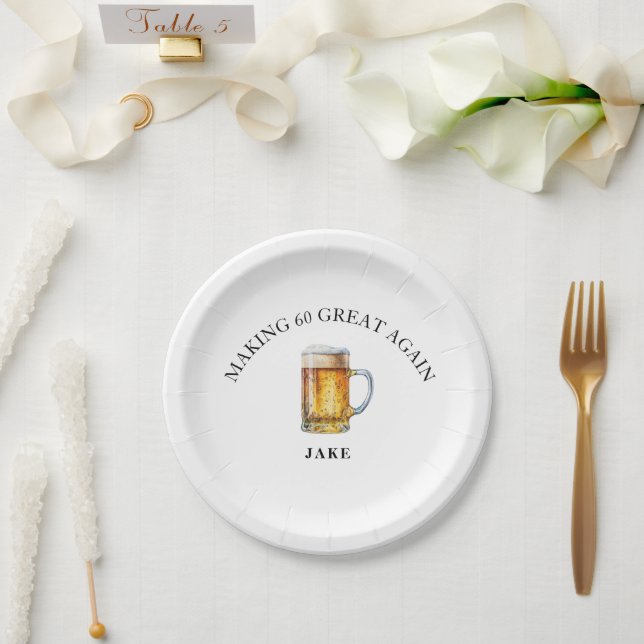 Making 60 Great Again Bier-Geburtstagsfeier Pappteller (Hochzeit)