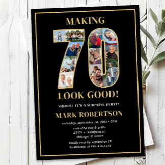 Making 70 Look Good Photo Surprise Birthday Einladung