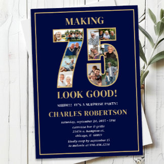 Making 75 Look Good Photo Surprise Birthday Einladung