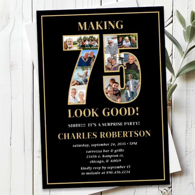 Making 75 Look Good Photo Surprise Birthday Einladung (Von Creator hochgeladen)