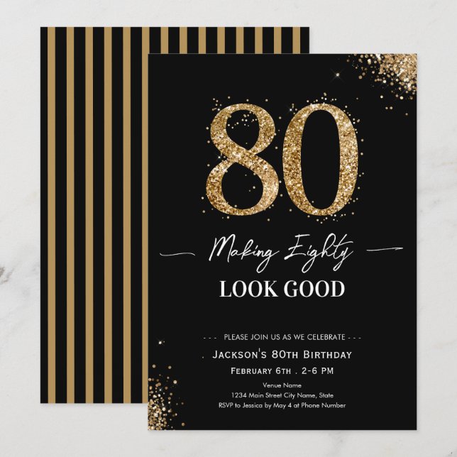 Making 80 Look Good Birthday Einladung (Vorne/Hinten)