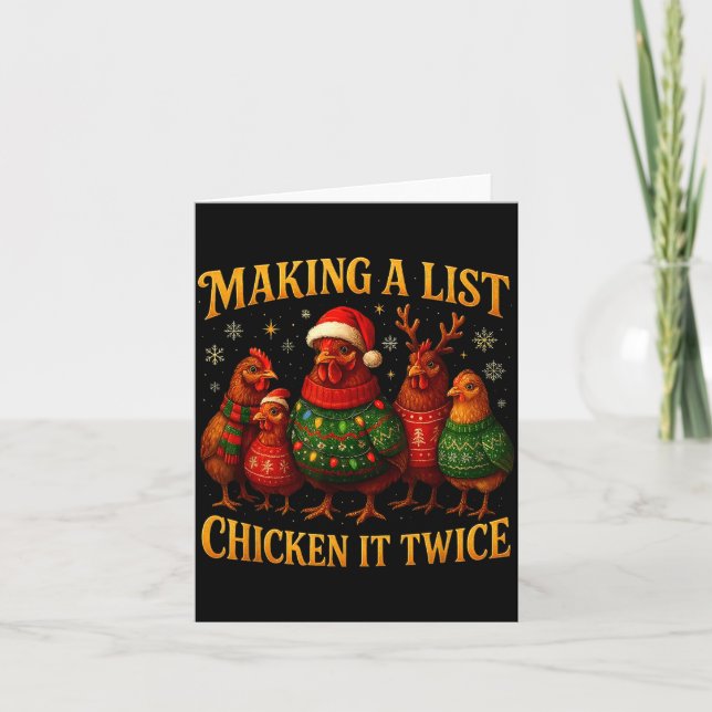 Making A List Chicken It Twice Funny Christmas  Karte (Vorderseite)