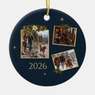 Making Spirits Bright 3 Foto Weihnachtskarte Keramik Ornament
