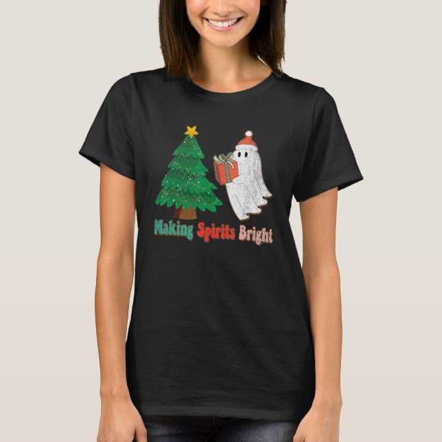 Making Spirits Bright Christmas Ghost Santa Claus  T-Shirt (Vorderseite)