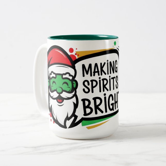 Making Spirits Bright Christmas Zweifarbige Tasse (Vorderseite Links)