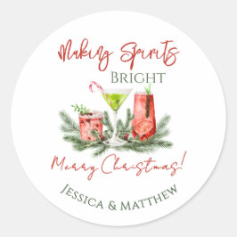 Making Spirits Bright Custom Couples Holiday Runder Aufkleber