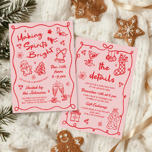 Making Spirits Bright Handgezeichnete Weihnachtsfe Einladung