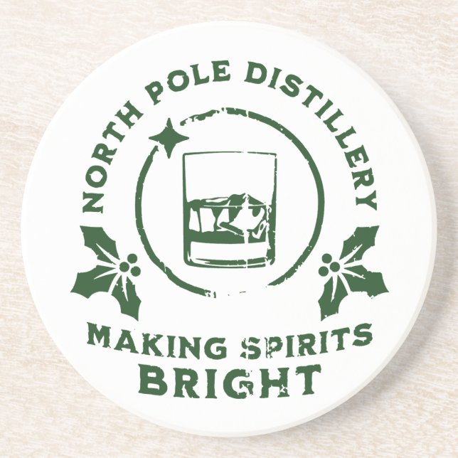 Making Spirits Bright North Pole Destillerie Grün Getränkeuntersetzer (Vorne)