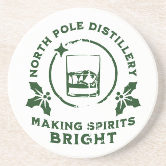 Making Spirits Bright North Pole Distillery Green Getränkeuntersetzer