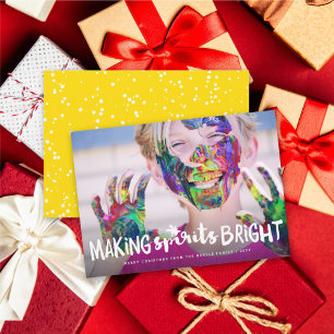 Making Spirits Bright Typography Christmas Photo Feiertagskarte