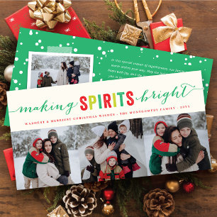 Making Spirits Bright Typography Christmas Photo Feiertagskarte