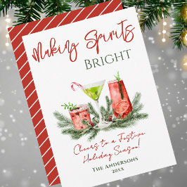 Making Spirits Bright Watercolor Cocktails Feiertagskarte