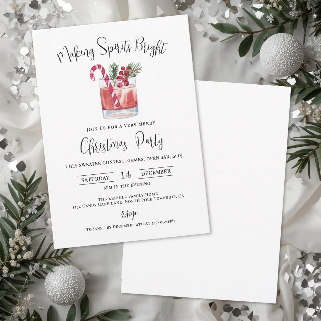 Making Spirits Bright Weihnachts-Cocktailparty Einladung (Making Spirits Bright Christmas Cocktail Party Invitation)