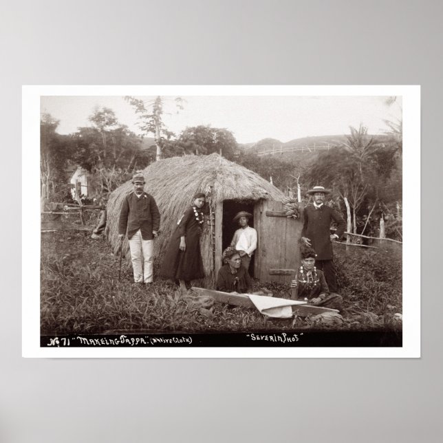 Making Tappa, a native tuth, c.1875 (sepia Foto) Poster (Vorne)