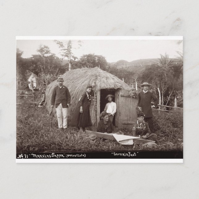 Making Tappa, a native tuth, c.1875 (sepia Foto) Postkarte (Vorderseite)