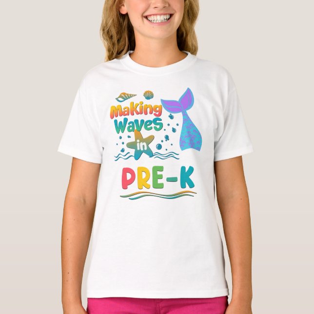 Making Waves School Shirt Pre-K to 2nd Grade Girl  (Vorderseite)