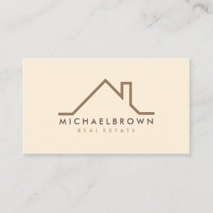 Makler für modernes Minimalistenhausdach in Beige Visitenkarte