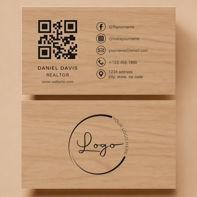 Makler Wood Professional QR Code Visitenkarte (Von Creator hochgeladen)