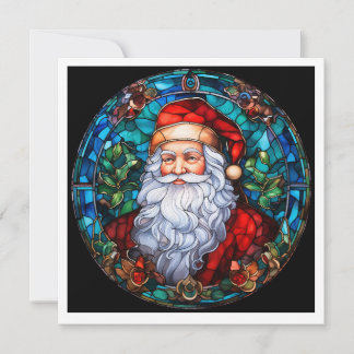 MAKOM1000- Buntglas-Weihnachtsmann Feiertagskarte