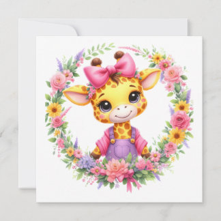 MAKOM- Giraffe Clipart, Frühlingsblumen Feiertagskarte