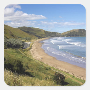 Makorori Beach in der Nähe von Gisborne, Eastland, Quadratischer Aufkleber