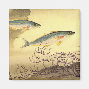 Makrelenfische im Ozean, Vintage-Japonismus-Kunst Magnet